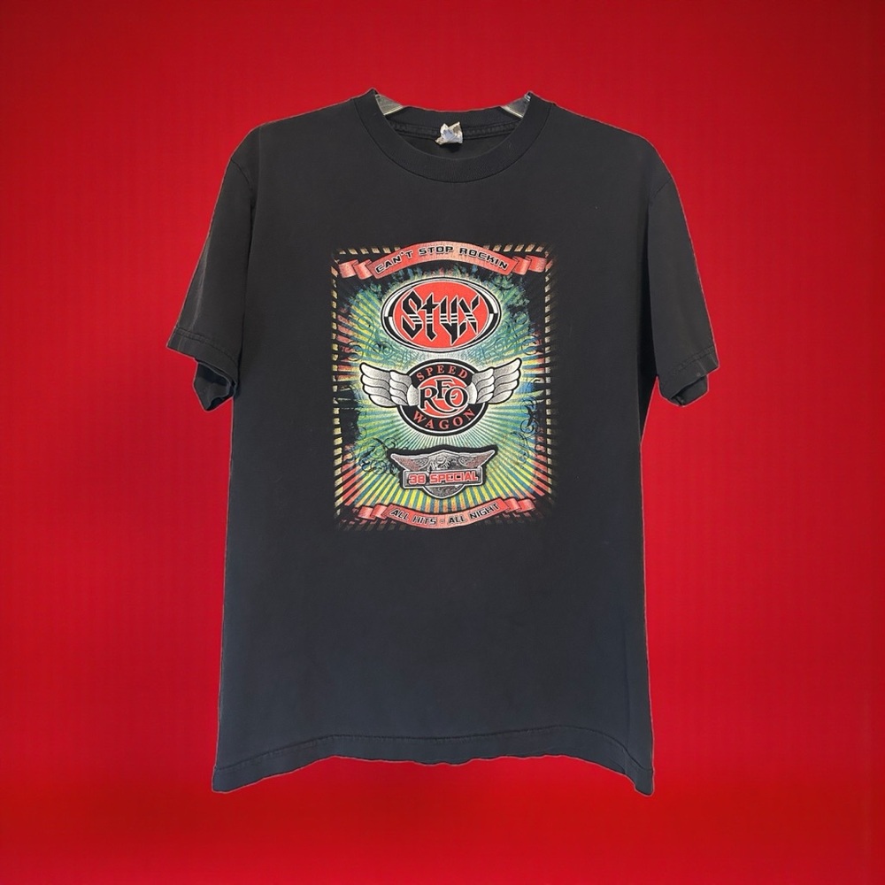 REO Speed Wagon Band T Shirt 2009 Can't Stop Rockin Tour Concert Tee USA Size M